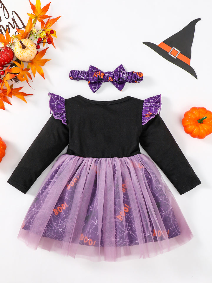 Jack O'Lantern Ruffled Long Sleeve Dress