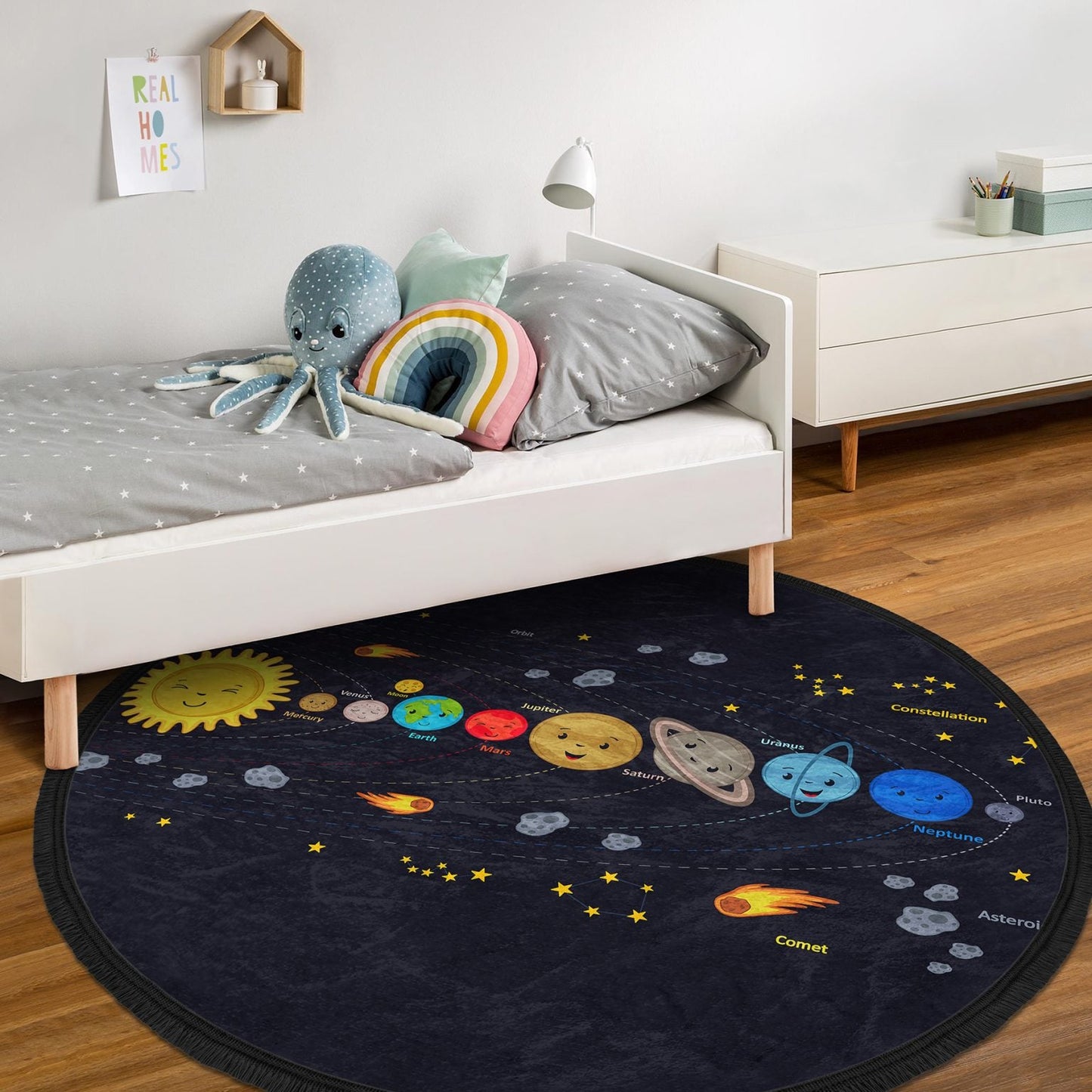 Universe Design Kids Room Rug, Playroom Decorative Rug, Baby Room