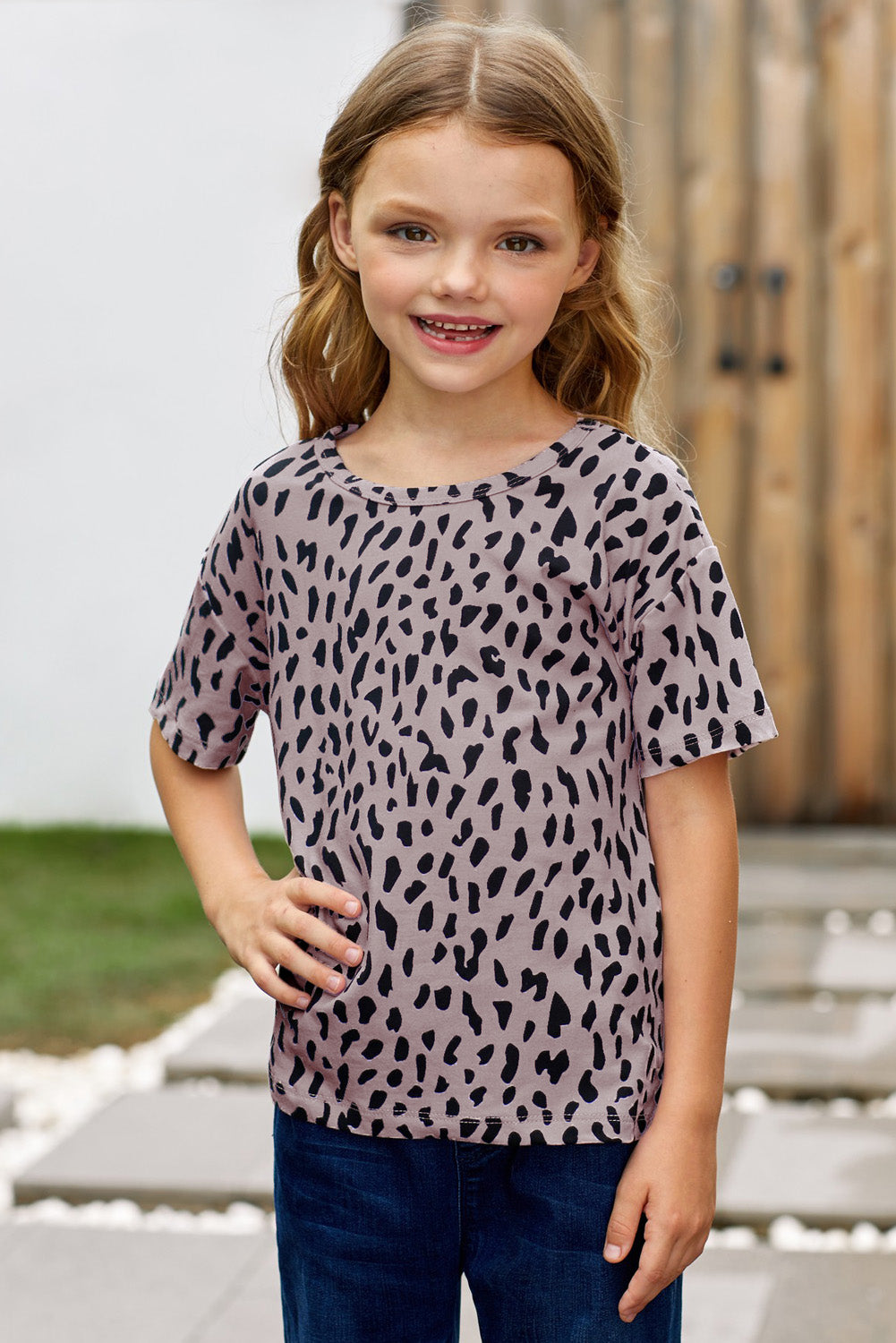 Kids Leopard Dropped Shoulder Tee