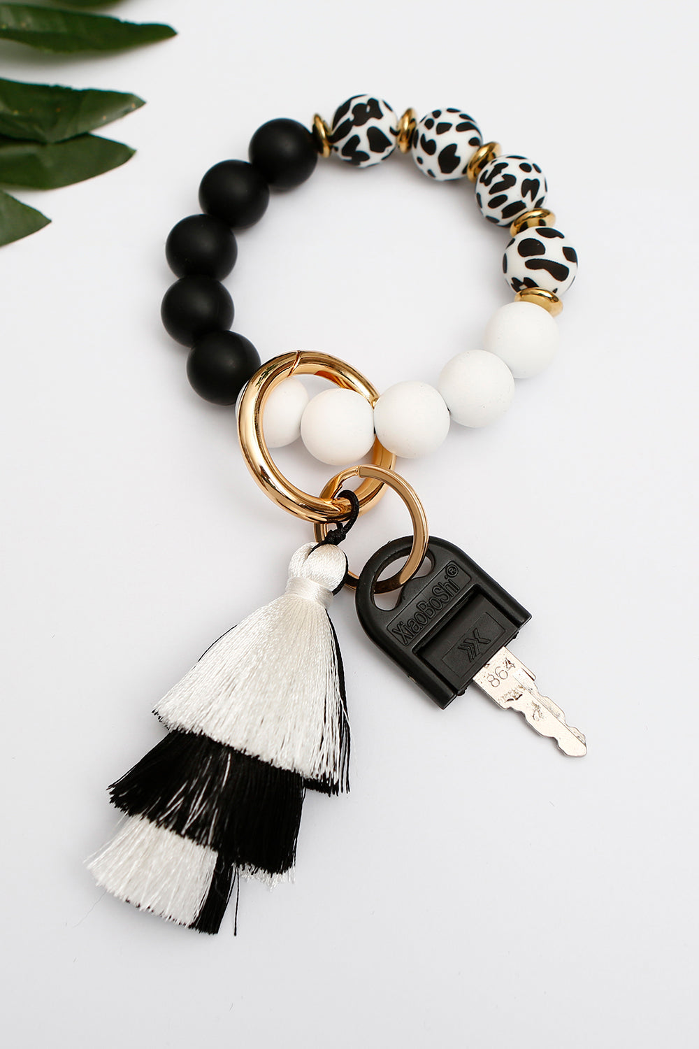 Beaded Keychain with Layered Tassel