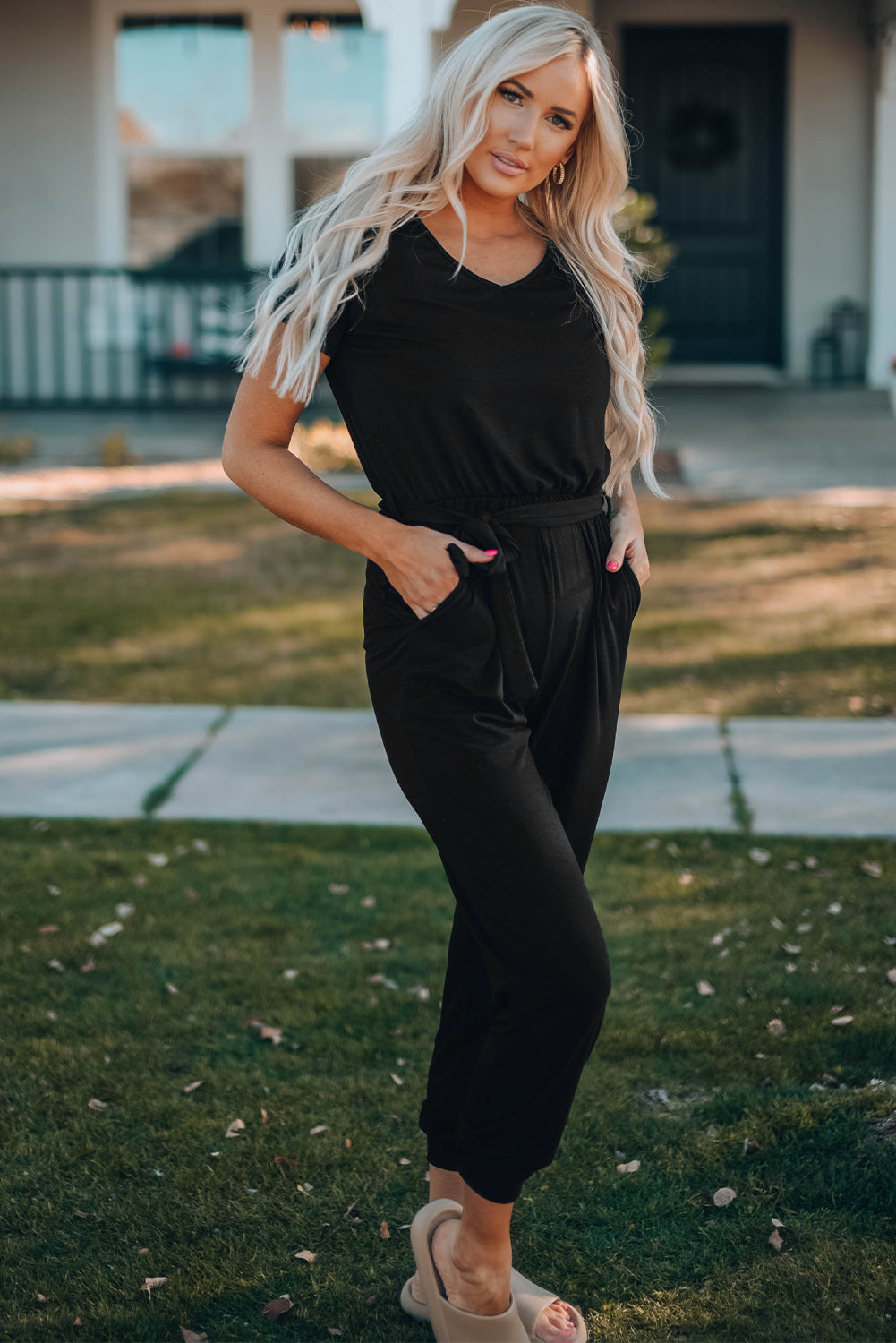 Black jumpsuit hot sale jogger