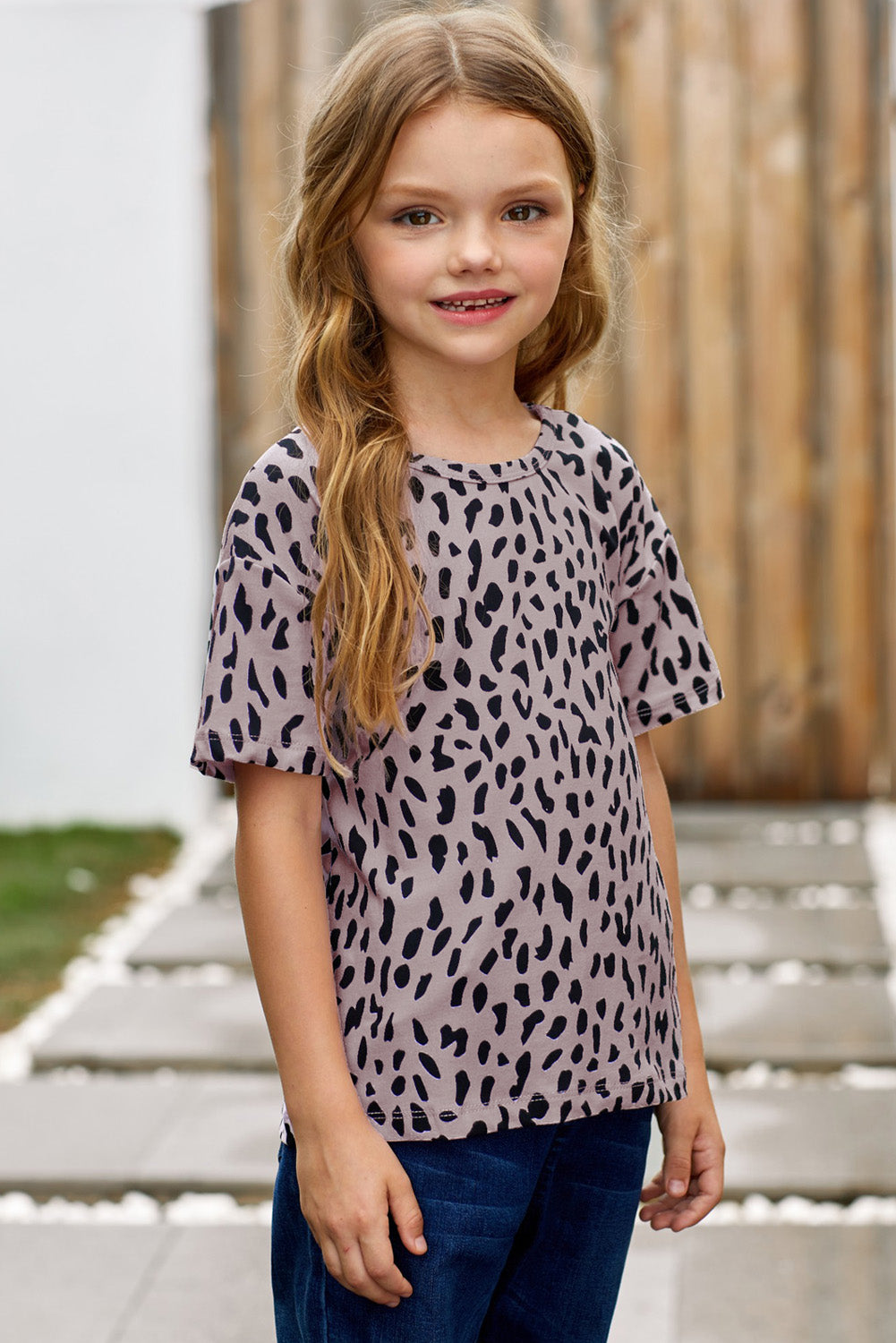 Kids Leopard Dropped Shoulder Tee