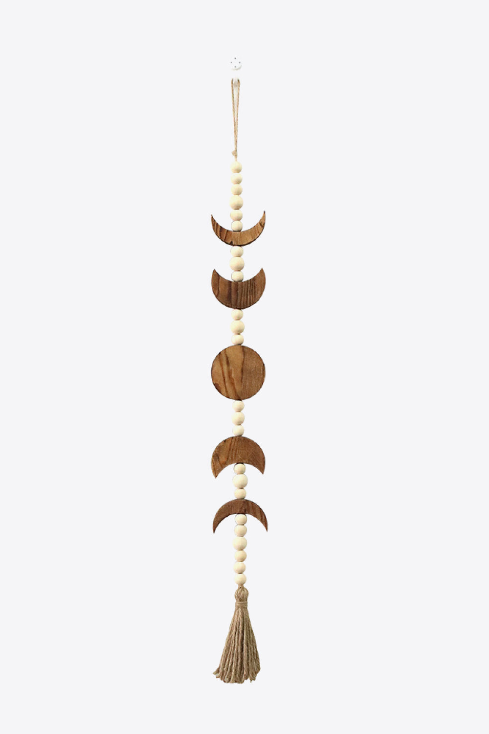 Wooden Crescent Tassel Wall Hanging