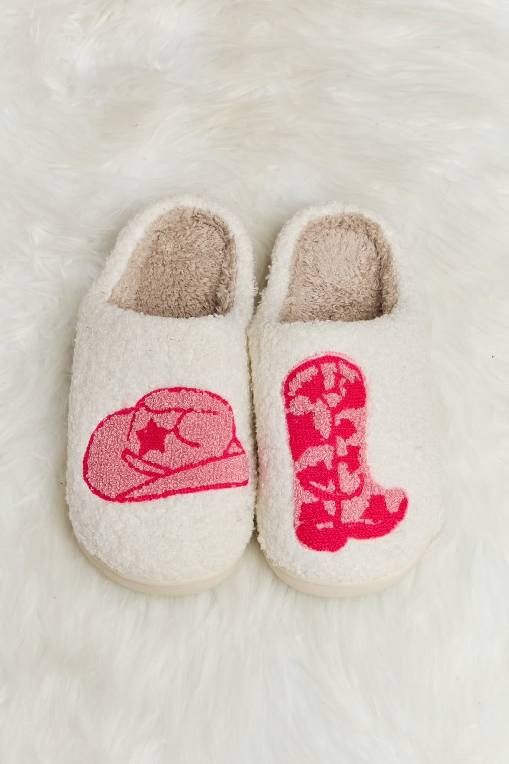 Printed Plush Slide Slippers