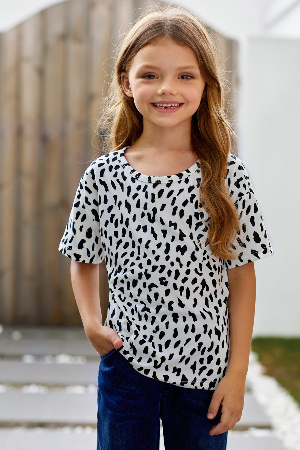 Kids Leopard Dropped Shoulder Tee