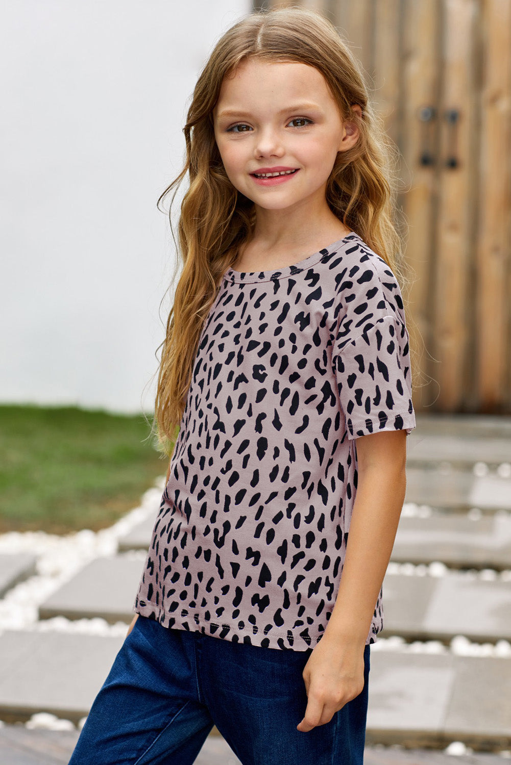 Kids Leopard Dropped Shoulder Tee