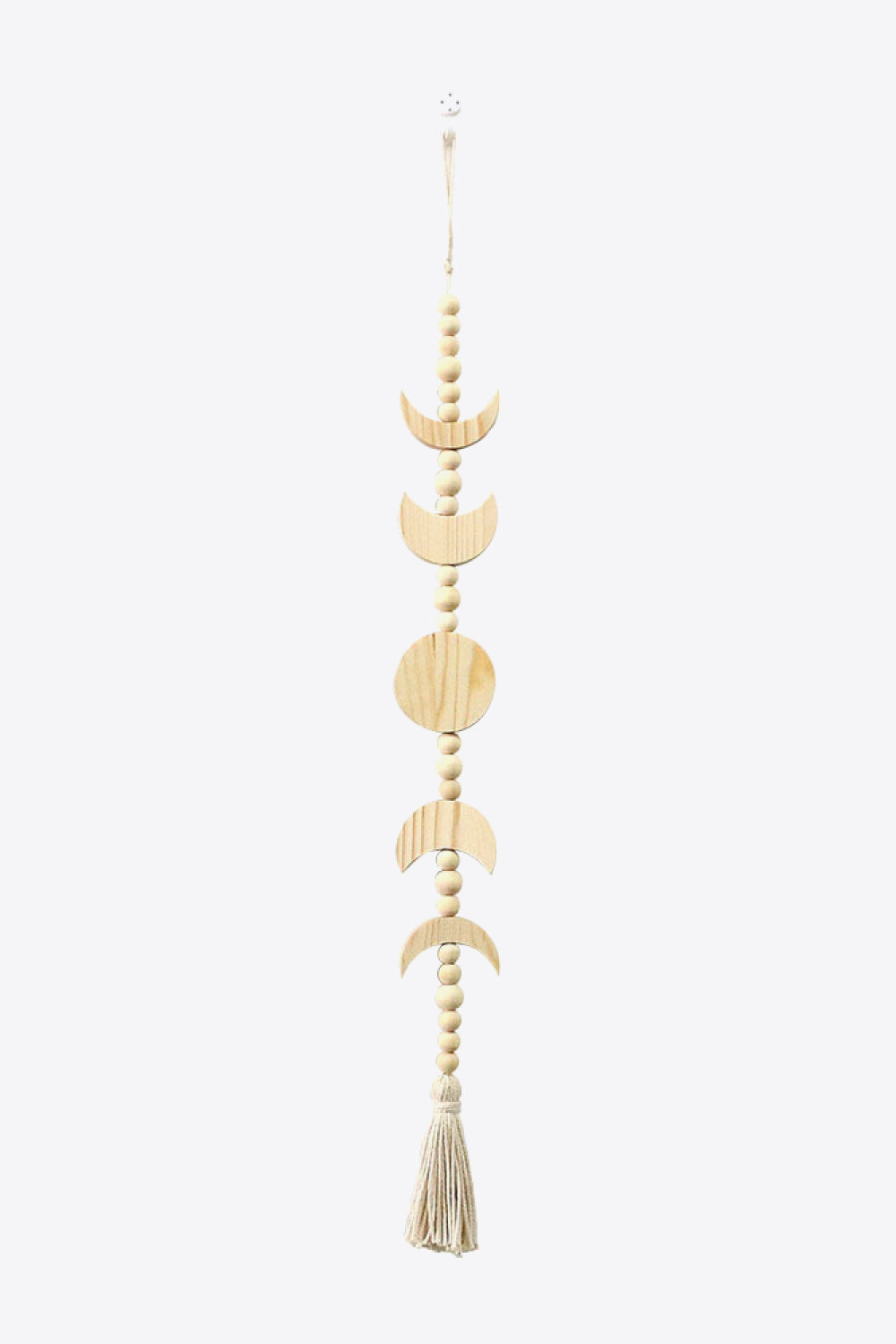 Wooden Crescent Tassel Wall Hanging