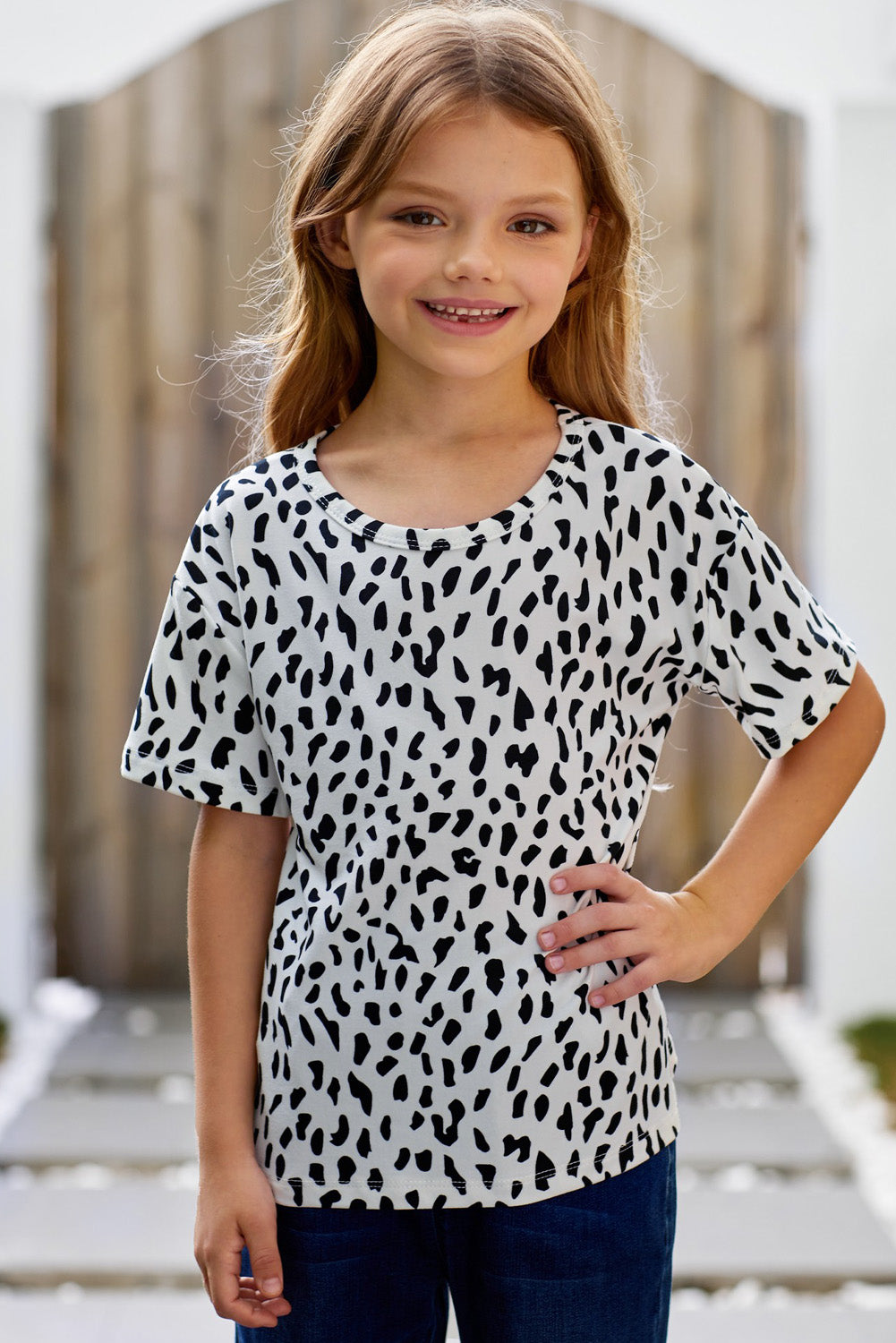 Kids Leopard Dropped Shoulder Tee