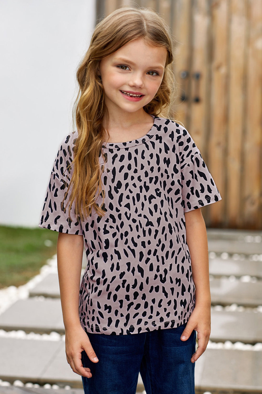 Kids Leopard Dropped Shoulder Tee