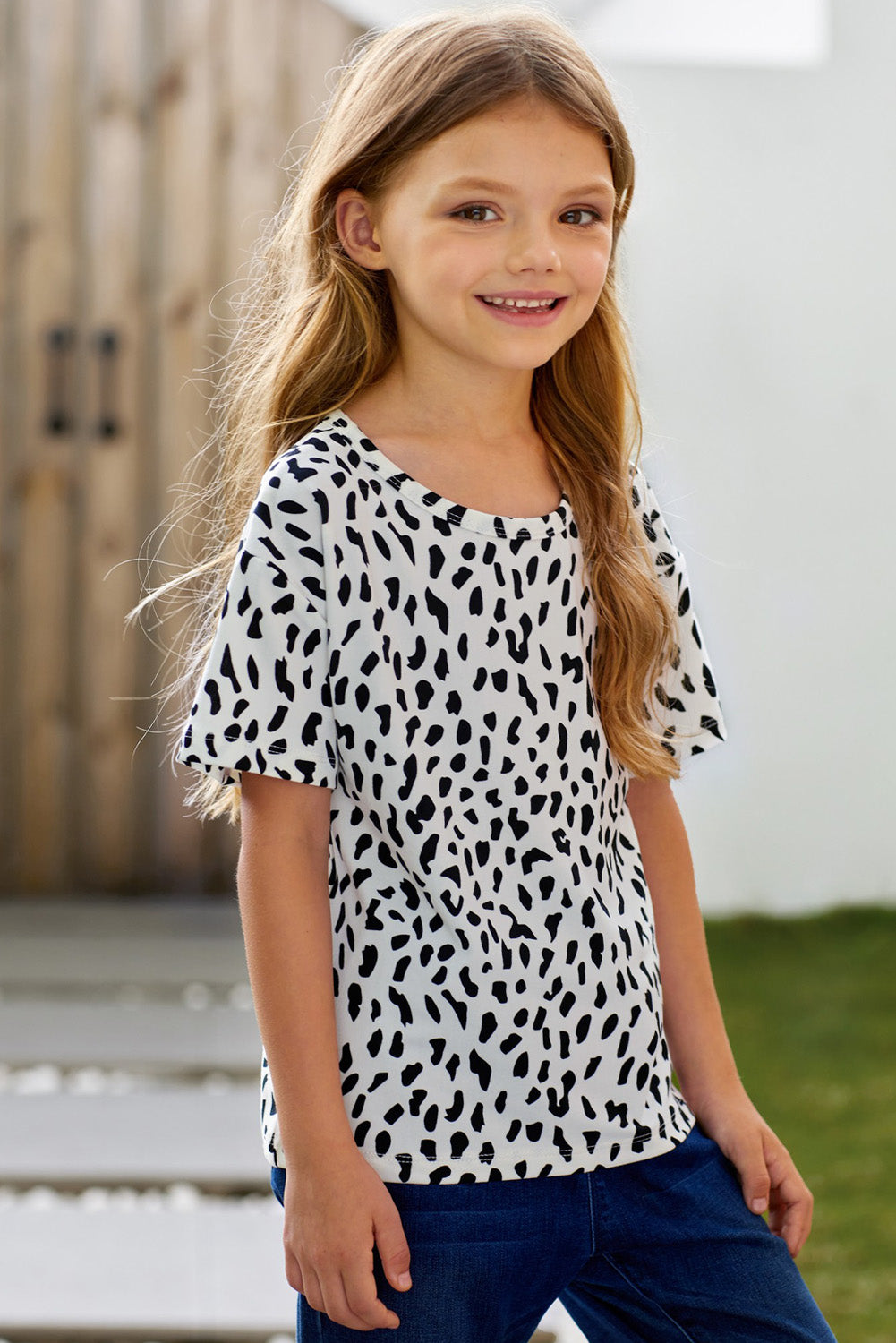 Kids Leopard Dropped Shoulder Tee